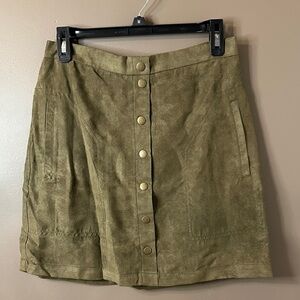 Love By Design Khaki Button-Front Suede Skirt